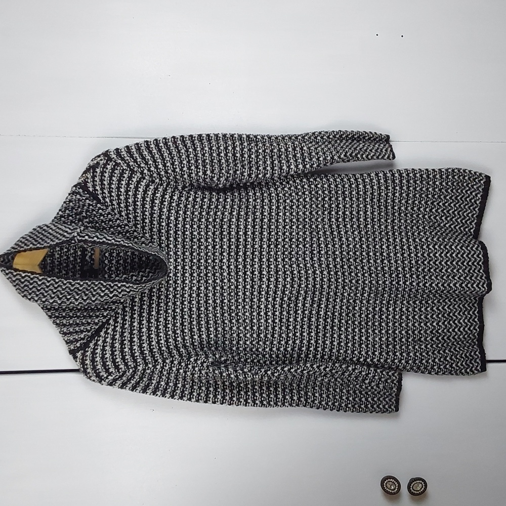 Cliche` |Womens Black/White WOVEN Wool Knit Sweater Dress Mod edgy Sz.S